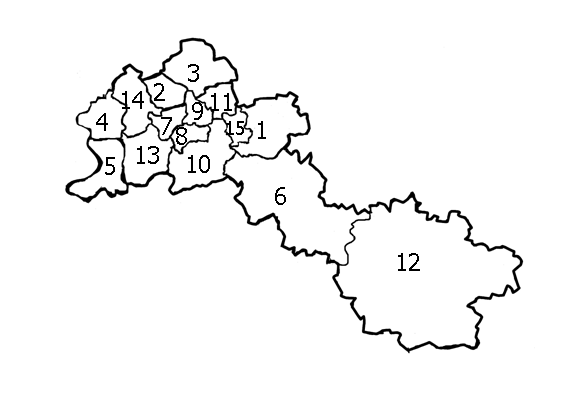 Diözesanverband Essen aufgeteilt in Bezirke